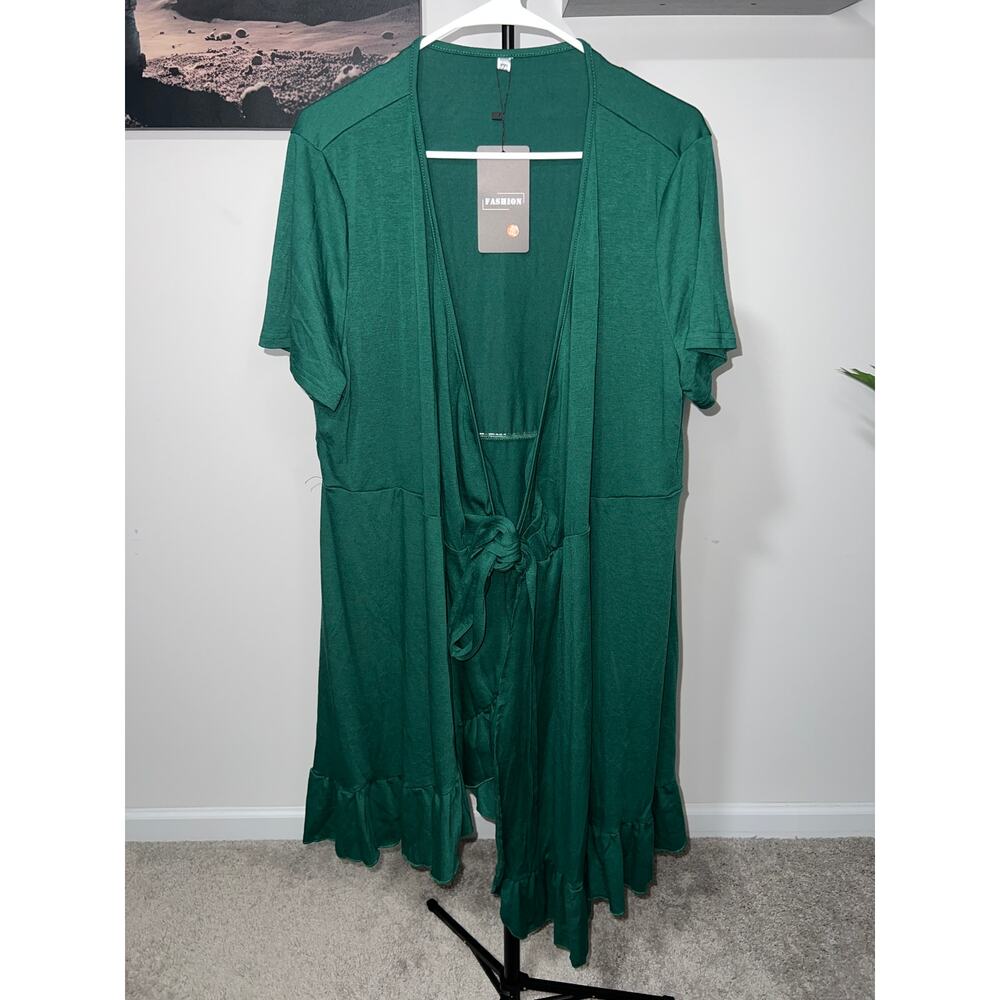Green maxi dress waist tie Womens DressTop sz 2XL